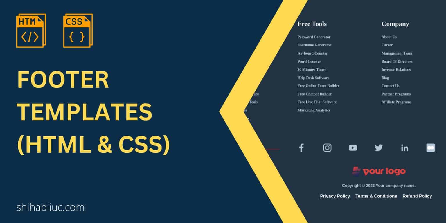 HTML CSS footer templates