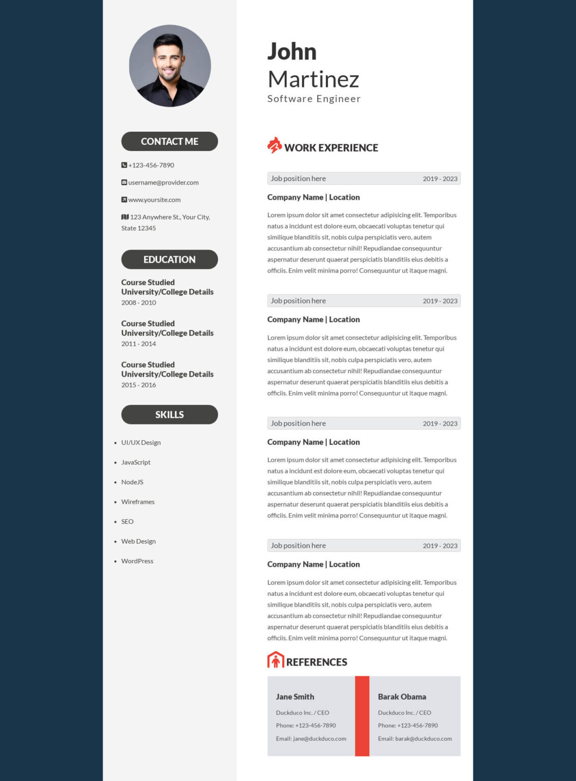 resume builder code in html and css