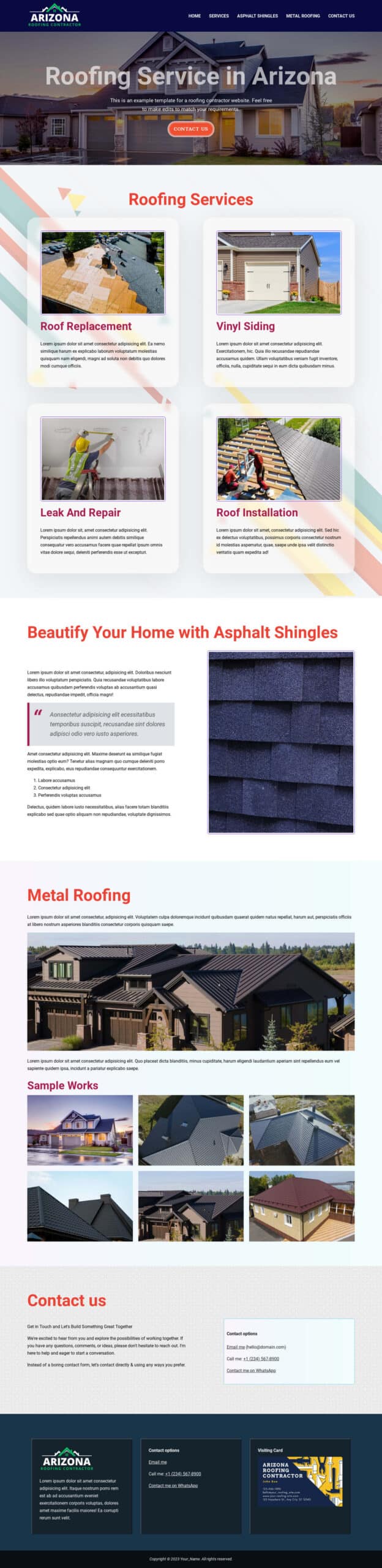 Roofing website template screenshot